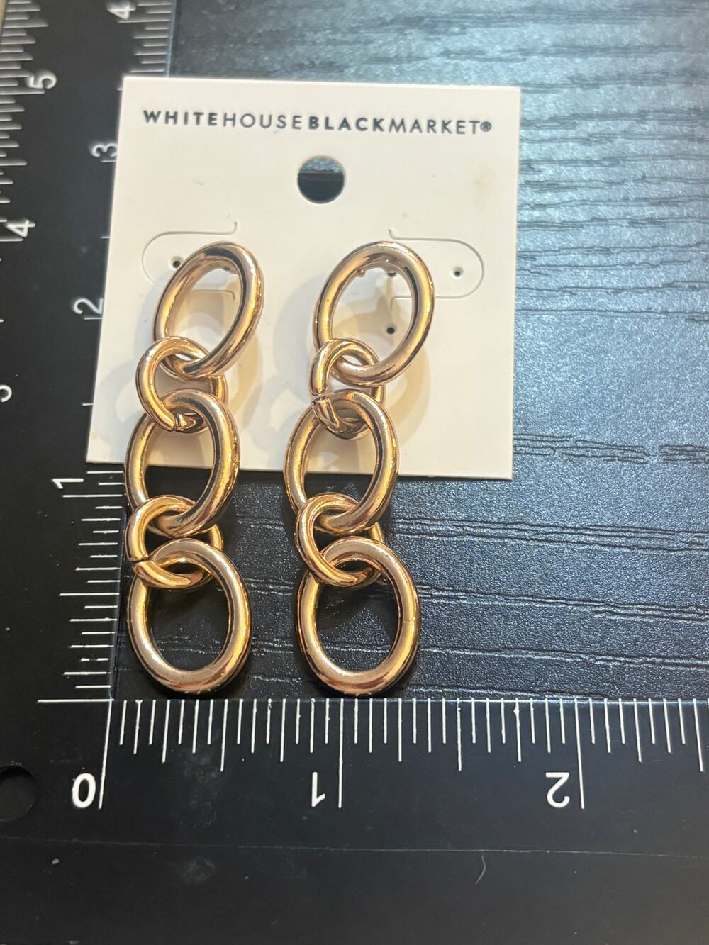 WHBM Gold Chain Link Drop Earrings Statement NWT